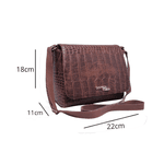 Bolsa Feminina Estilo Baú Transversal Croco Marrom - Gouveia Costa 