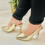 Salto Fino Slingbacks Dourado - Salto 10 cm - Forma normal ( veja medidas abaixo) 