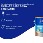 TINTA ESMALTE ECO BASE ÁGUA BRILHANTE BRANCO 3,6L METALATEX SW 