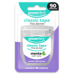 Fita dental com cera Powerdent classic tape sabor menta - 90m - Pacote com 6 un.