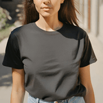 Camiseta Feminina Plus Size T-shirt Camisa Básica Blusa de Algodão - Preto