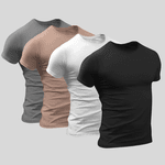 Kit 4 Camisetas Básica Masculina 100% algodão 30.1 - Preto , Branco , Chumbo e Caqui