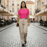 Camiseta Cropped Feminina Algodão Premium Conforto e Estilo Moderno - Rosa