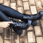 Coturno Sara Feminino Duo Verniz Preto
