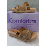 CHINELO FEMININO SANDÁLIA COMFORTFLEX SLIDE TIRA EM COURO STRASS LANÇAMENTO
