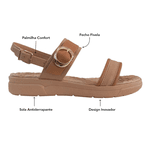 SANDÁLIA CASUAL FEMININA ANABELA COMFORTFLEX 25-4230 FECHO FIVELA CONFORTO