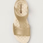  SANDÁLIA FEMININA PAPETE DOURADA COMFORTFLEX 25-42303 ORTOPÉDICA CONFORTÁVEL
