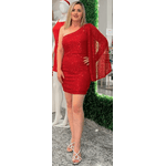 VESTIDO LIDY PAETÊ MULA MANCA - Vermelho