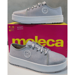 TÊNIS FEMININO MOLECA LUREX PRATA CONFORTÁVEL - PRATA