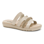 CHINELO FEMININO SANDÁLIA COMFORTFLEX SLIDE TIRA EM COURO STRASS LANÇAMENTO