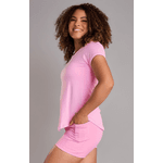 Camiseta Fitness Alongada Rosa bebê