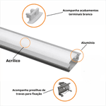 Perfil Slim De Alumínio 25mm Embutir Madeira Gesso Barra 2m