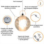 PENDENTE DARYA CRISTAL BALL COM LÂMPADA + LÂMPADA G4 