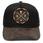 Boné Trucker Sf Simprão Farm Preto com Marrom