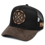 Boné Trucker Sf Simprão Farm Preto com Marrom