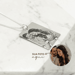 Colar Medalha Quadrada G Personalizada Aço Inoxidável 