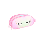 Estojo Escolar Triplo Infantil Tie-Dye Rosa Cílios Unicórnio Up4you - Luxcel