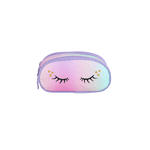 Estojo Escolar Triplo Infantil Tie-Dye Lilás Cílios Unicórnio Up4you - Luxcel