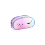 Estojo Escolar Triplo Infantil Tie-Dye Lilás Cílios Unicórnio Up4you - Luxcel