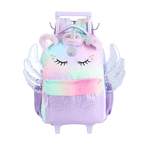 Mochila de Rodas e Costas Infantil Unicórnio Com Asas Violeta Up4you - Luxcel