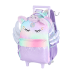 Mochila de Rodas e Costas Infantil Unicórnio Com Asas Violeta Up4you - Luxcel