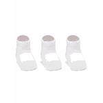 Kit com 3 Meias Soquete Bebê Unissex Lisa Branca - Puket