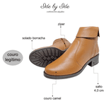 bota cano baixo couro camel