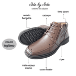 Bota De Amarrar e zíper Couro brown café