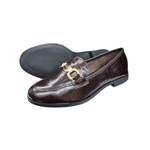 mocassim couro croco café
