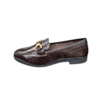 mocassim couro croco café