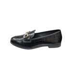 mocassim couro croco preto