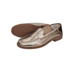 mocassim couro ouro