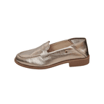 mocassim couro ouro