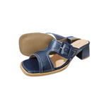 sandália tamanco couro marinho