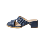 sandália tamanco couro marinho