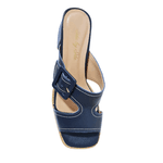 sandália tamanco couro marinho