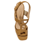 sandália couro camel