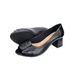 peep toe couro preto