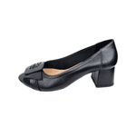 peep toe couro preto