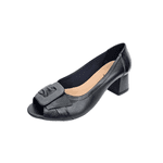 peep toe couro preto