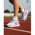 Tênis Esporte Corrida Leve Feminino Cinza Com Rosa Gym Academia Macio 