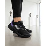 Tênis Esporte Corrida Leve Feminino Preto Com Lilás Gym Academia Macio Roxo