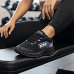 Tênis Esporte Corrida Leve Feminino Preto Com Lilás Gym Academia Macio Roxo