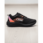 Tênis Esporte Corrida Leve Feminino Preto Com Laranja Gym Academia Macio