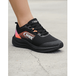 Tênis Esporte Corrida Leve Feminino Preto Com Laranja Gym Academia Macio