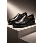 Sapato Masculino Confort Gel em Couro Preto Ortopédico Palmilha Anatômica em Gel Macio