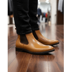 Bota Masculina Chelsea Forrada em Couro Confortável - Whisky