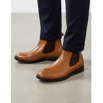 Bota Masculina Chelsea Forrada em Couro Confortável - Whisky