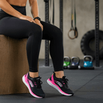 Tênis Esporte Corrida Leve Feminino Preto Com Rosa Gym Academia Macio