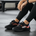 Tênis Esporte Corrida Leve Feminino Preto Com Laranja Gym Academia Macio